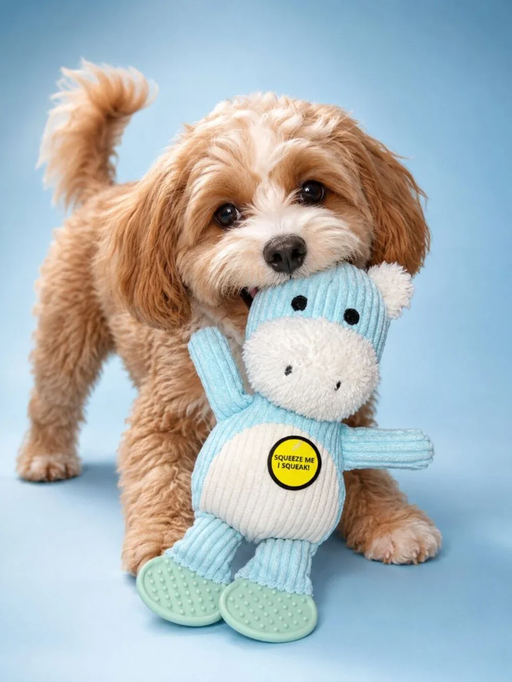 TUFF Toys Blue Hippo Plush Squeaky Dog Toy Extra Durable Reinforced Seams